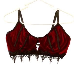 Sexy burgundy Velvet Women's Bra XL